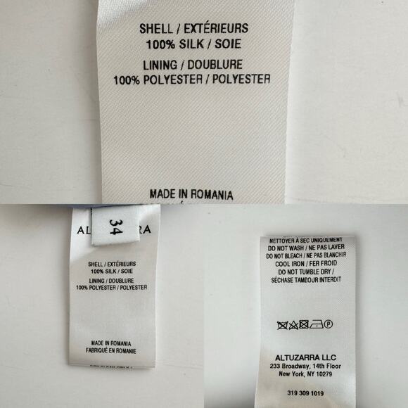 Altuzarra Silk Shirred-Waist Dress Knee Length Blue Multicolor Print FR34 (US2) - Picture 11 of 12